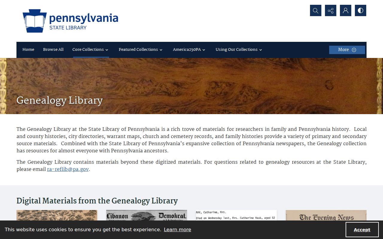 Unity Township city directory research in the State Library genealogy collection