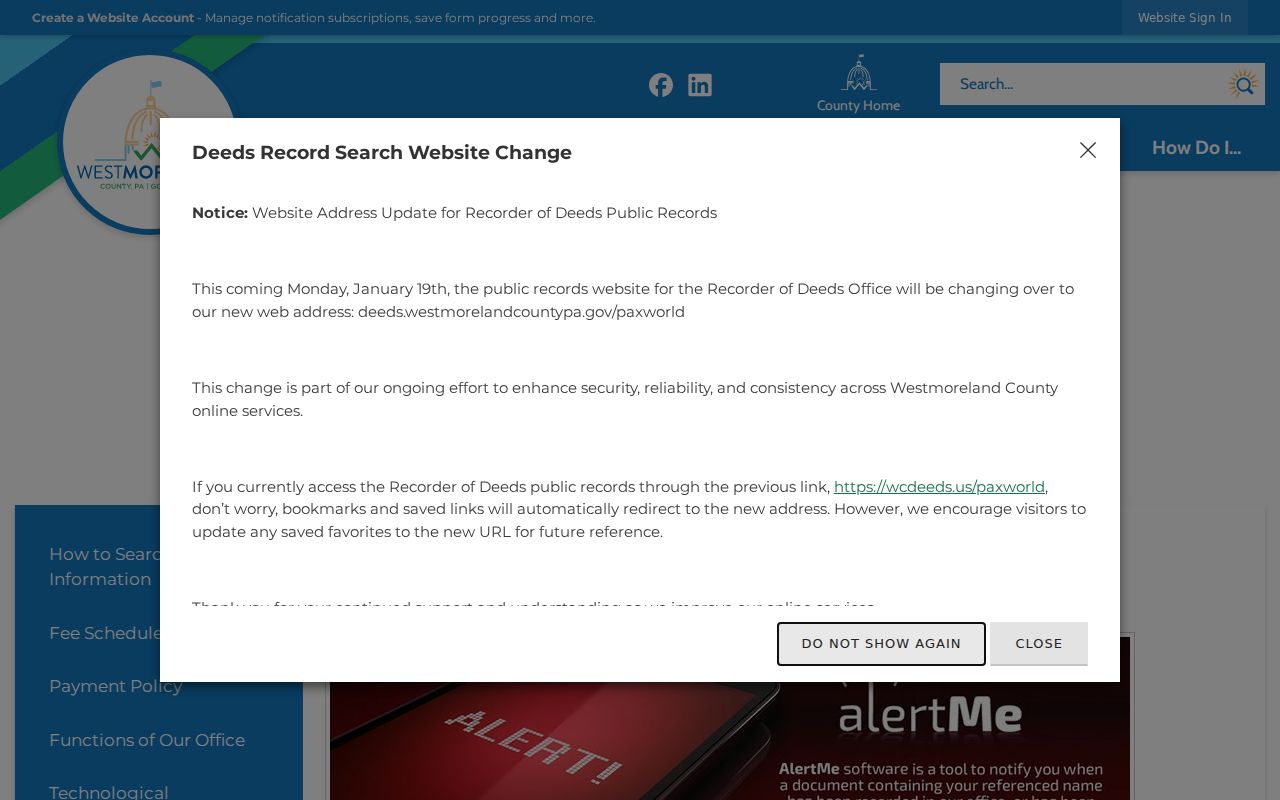 Unity Township residents directory Recorder AlertMe document notice