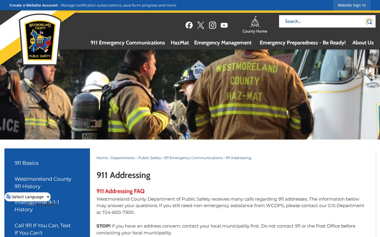 Unity Township street directory county GIS and 911 address workflow